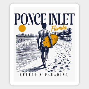 Vintage Surfing Ponce Inlet, Florida // Retro Surfer Sketch // Surfer's Paradise Sticker